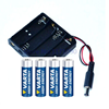 Base de baterías, 4 pilas, modelo AA, con conector, pilas alcalinas incluidas
