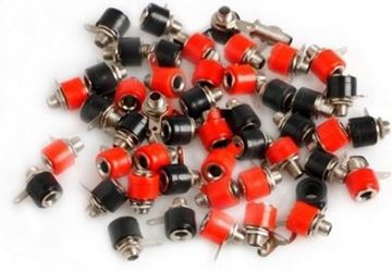 Conector banana, Hembra, de 4mm, 4uds rojas y 4uds negras