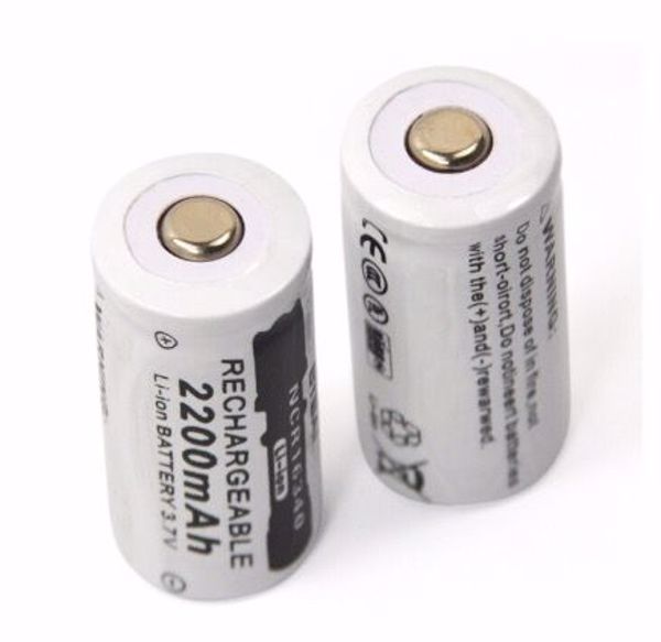 Batería de 3,7V 2200mAh, 16340 ión de litio, recargable