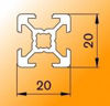 Perfil de aluminio 20x20 de 1000mm en T