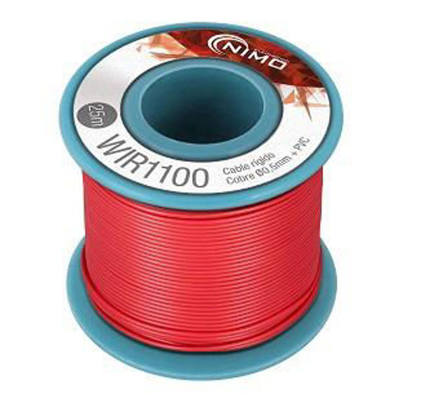 Cable rígido AWG24, hilo de 0,5mm, 25mts Rojo