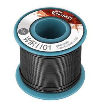 Cable rígido AWG24, hilo de 0,5mm, 25mts Negro