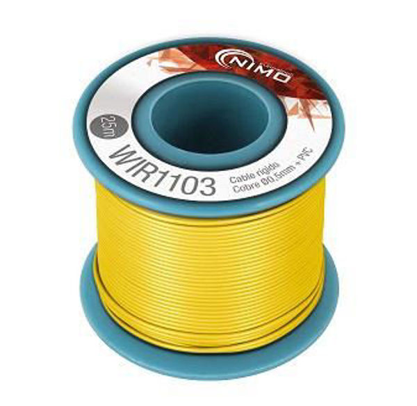 Cable rígido AWG24, hilo de 0,5mm, 25mts Amarillo