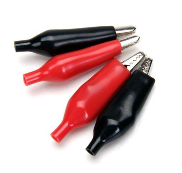 Pinza en clip tipo cocodrilo de 2.8cm, Roja y Negra (4uds)