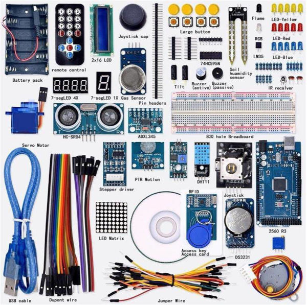 Starter Kit Arduino Mega 2560 compatible Avanzado en caja Organizadora