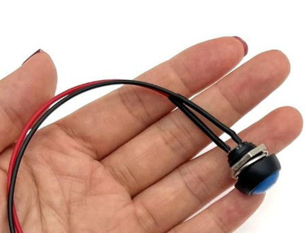 Pulsador de 12mm, AZUL, con cable de 20cm