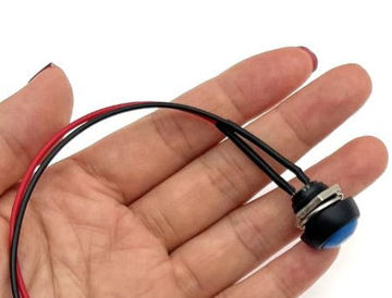Pulsador de 12mm, AZUL, con cable de 20cm