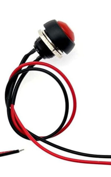 Pulsador de 12mm, ROJO, con cable de 20cm