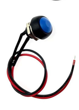 Pulsador de 12mm, AZUL, con cable de 20cm
